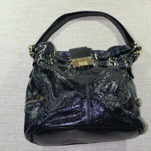 Jimmy Choo Navy Blue Crinkle Patent Purse